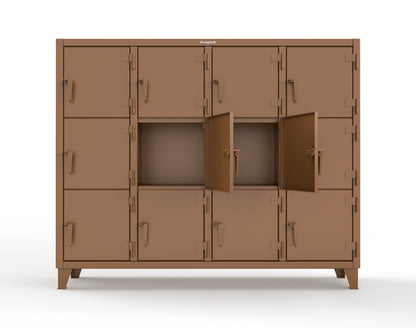 Extreme Duty 12 GA Triple-Tier Locker with 12 Compartments, 82 in. W x 18in. D x 68 in. H - 75-18-3TMT-8008