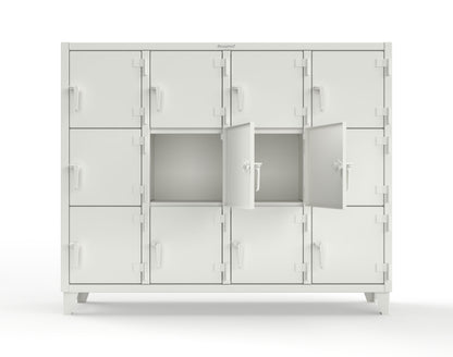 Extreme Duty 12 GA Triple-Tier Locker with 12 Compartments, 82 in. W x 18in. D x 68 in. H - 75-18-3TMT-9003