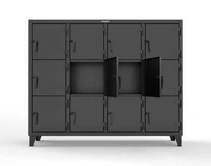 Extreme Duty 12 GA Triple-Tier Locker with 12 Compartments, 82 in. W x 18in. D x 68 in. H - 75-18-3TMT-9005