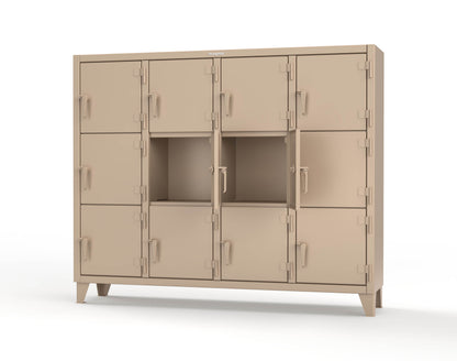 Extreme Duty 12 GA Triple-Tier Locker with 12 Compartments, 82 in. W x 18in. D x 68 in. H - 75-18-3TMT-1019