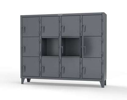 Extreme Duty 12 GA Triple-Tier Locker with 12 Compartments, 82 in. W x 18in. D x 68 in. H - 75-18-3TMT-7024