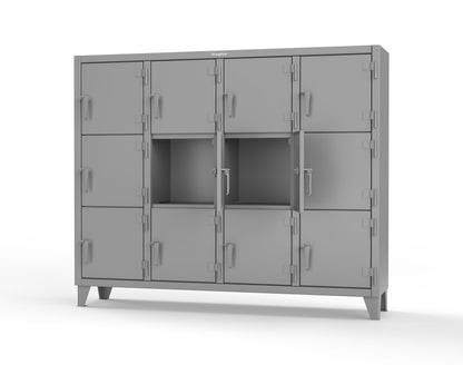 Extreme Duty 12 GA Triple-Tier Locker with 12 Compartments, 82 in. W x 18in. D x 68 in. H - 75-18-3TMT-7037
