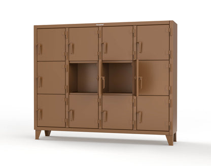Extreme Duty 12 GA Triple-Tier Locker with 12 Compartments, 82 in. W x 18in. D x 68 in. H - 75-18-3TMT-8008