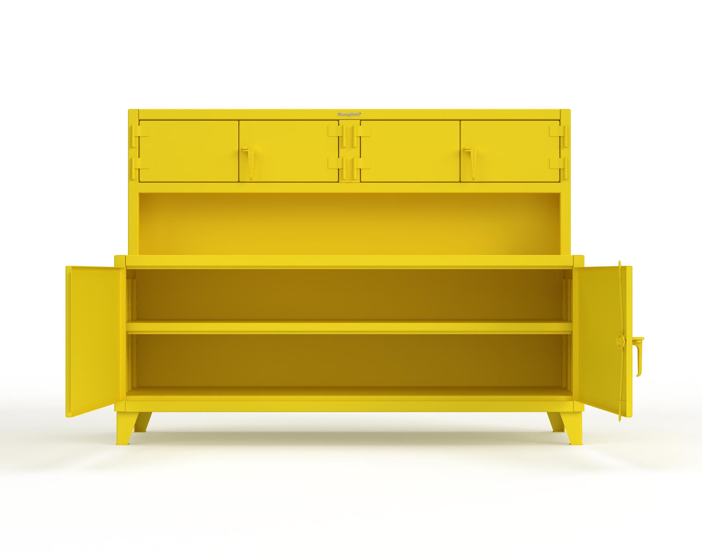 Extreme Duty 12 GA Workbench with Upper Storage Compartments, 1 Shelf - 84 In. W x 30 In. D x 62 In. H - 75-UC-301-1021