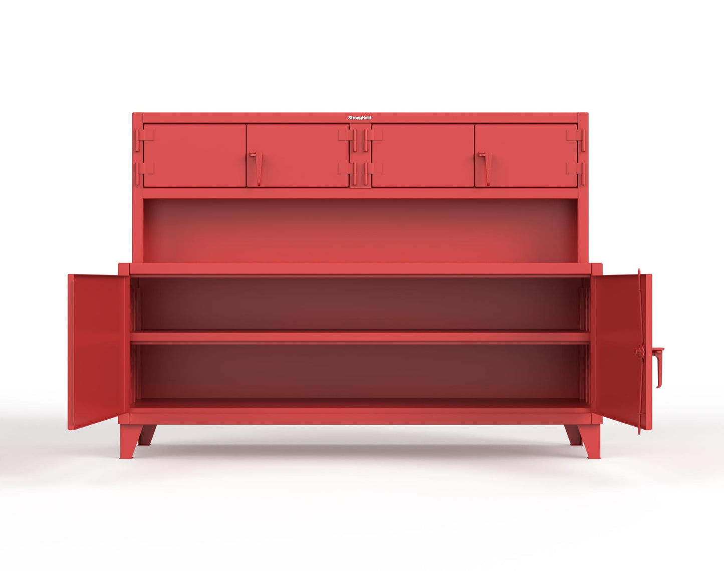 Extreme Duty 12 GA Workbench with Upper Storage Compartments, 1 Shelf - 84 In. W x 30 In. D x 62 In. H - 75-UC-301-3001