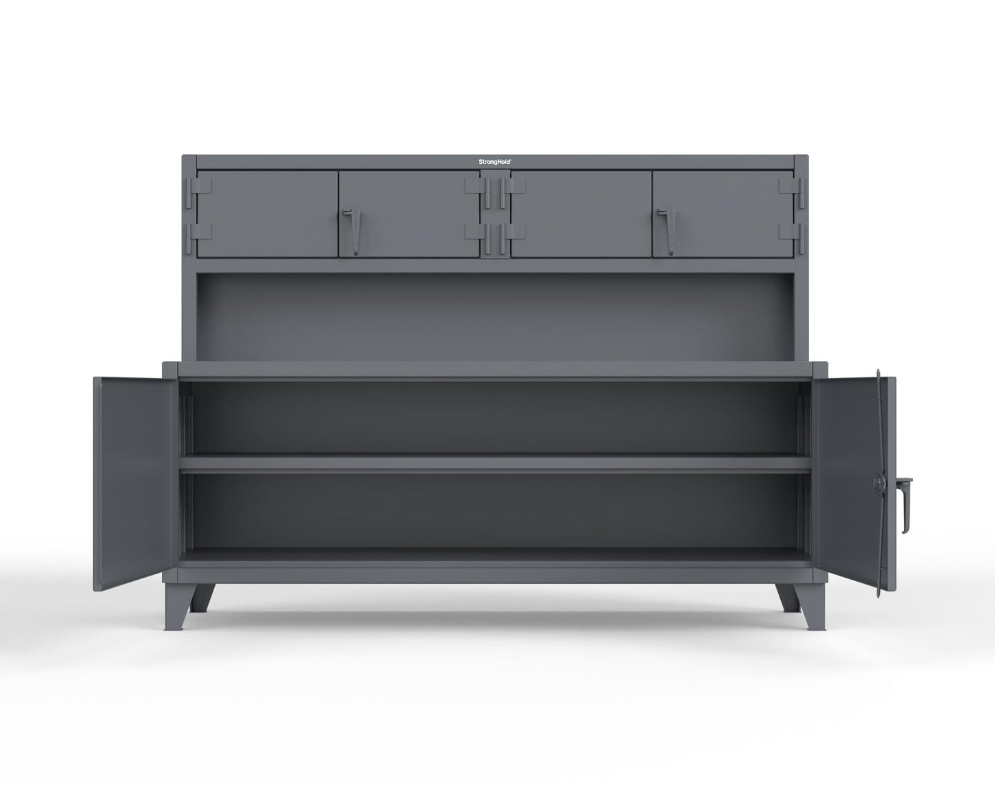 Extreme Duty 12 GA Workbench with Upper Storage Compartments, 1 Shelf - 84 In. W x 30 In. D x 62 In. H - 75-UC-301-7024