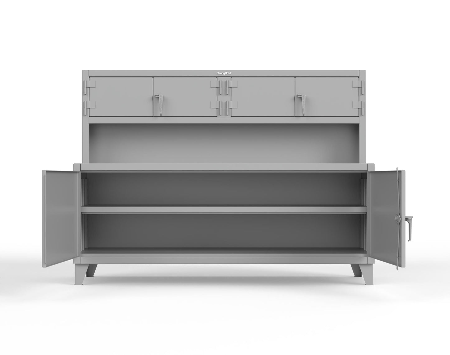 Extreme Duty 12 GA Workbench with Upper Storage Compartments, 1 Shelf - 84 In. W x 30 In. D x 62 In. H - 75-UC-301-7037