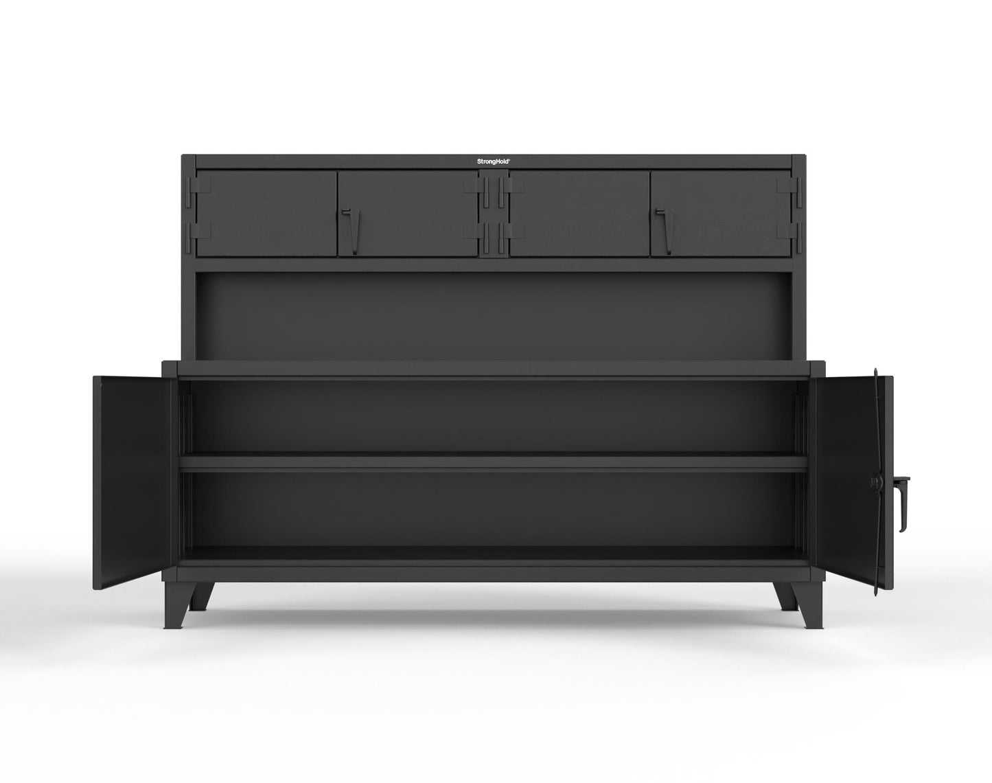 Extreme Duty 12 GA Workbench with Upper Storage Compartments, 1 Shelf - 84 In. W x 30 In. D x 62 In. H - 75-UC-301-9005