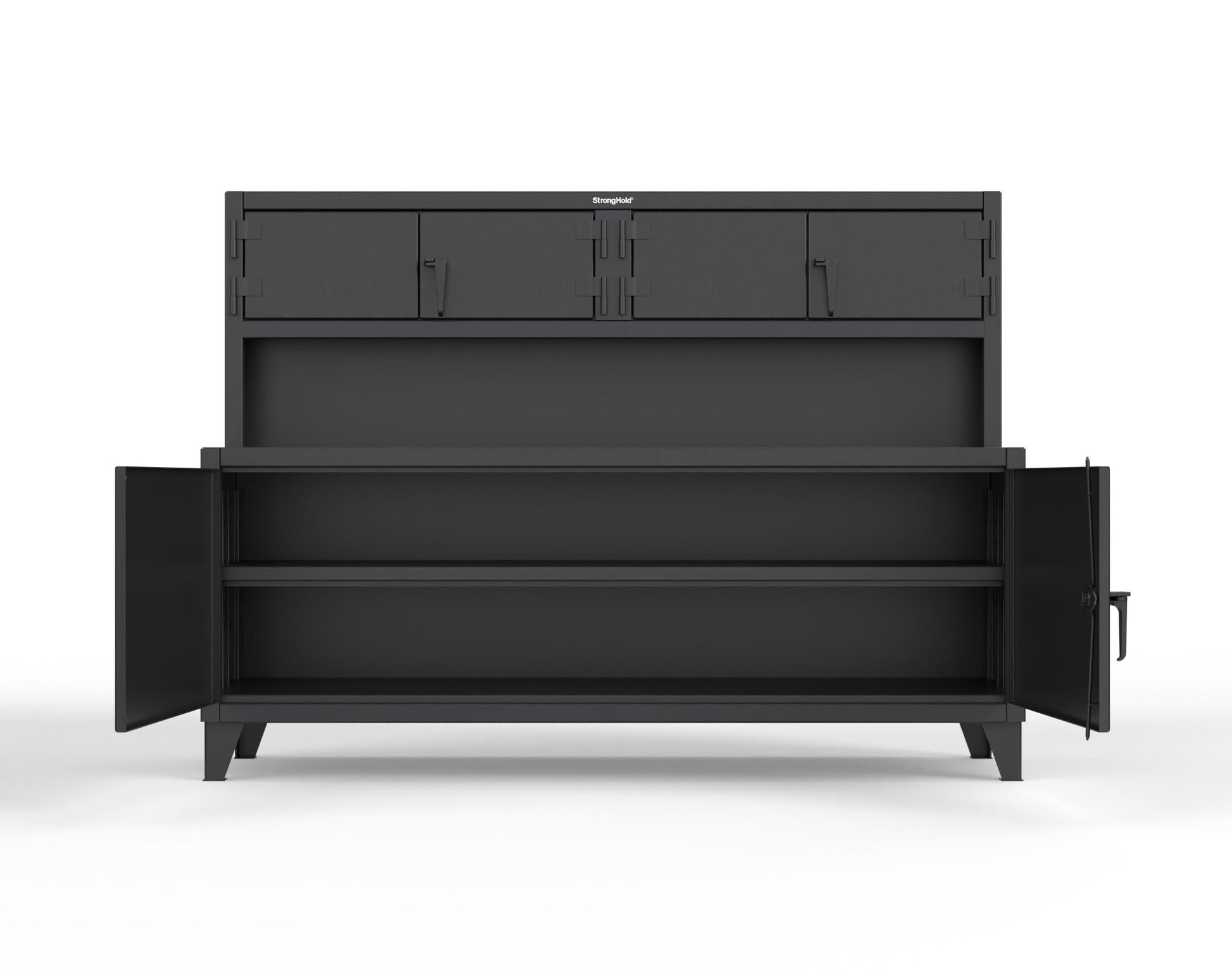 Extreme Duty 12 GA Workbench with Upper Storage Compartments, 1 Shelf - 84 In. W x 30 In. D x 62 In. H - 75-UC-301-9005