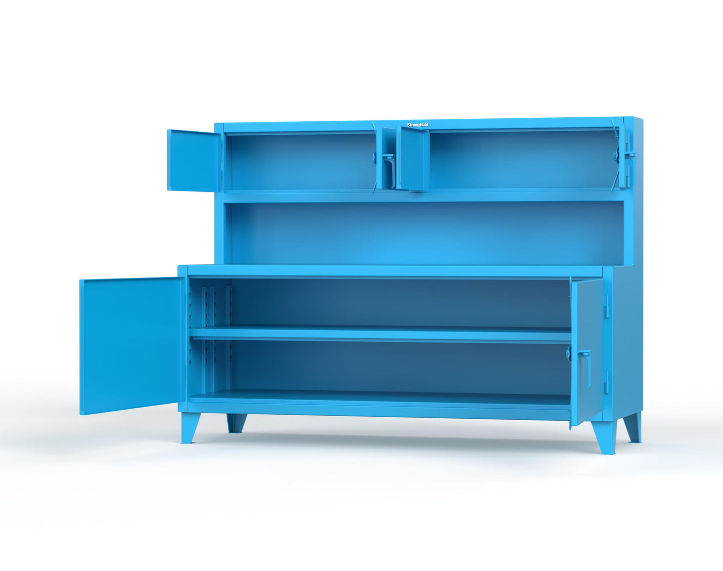 Extreme Duty 12 GA Workbench with Upper Storage Compartments, 1 Shelf - 84 In. W x 30 In. D x 62 In. H - 75-UC-301-5012