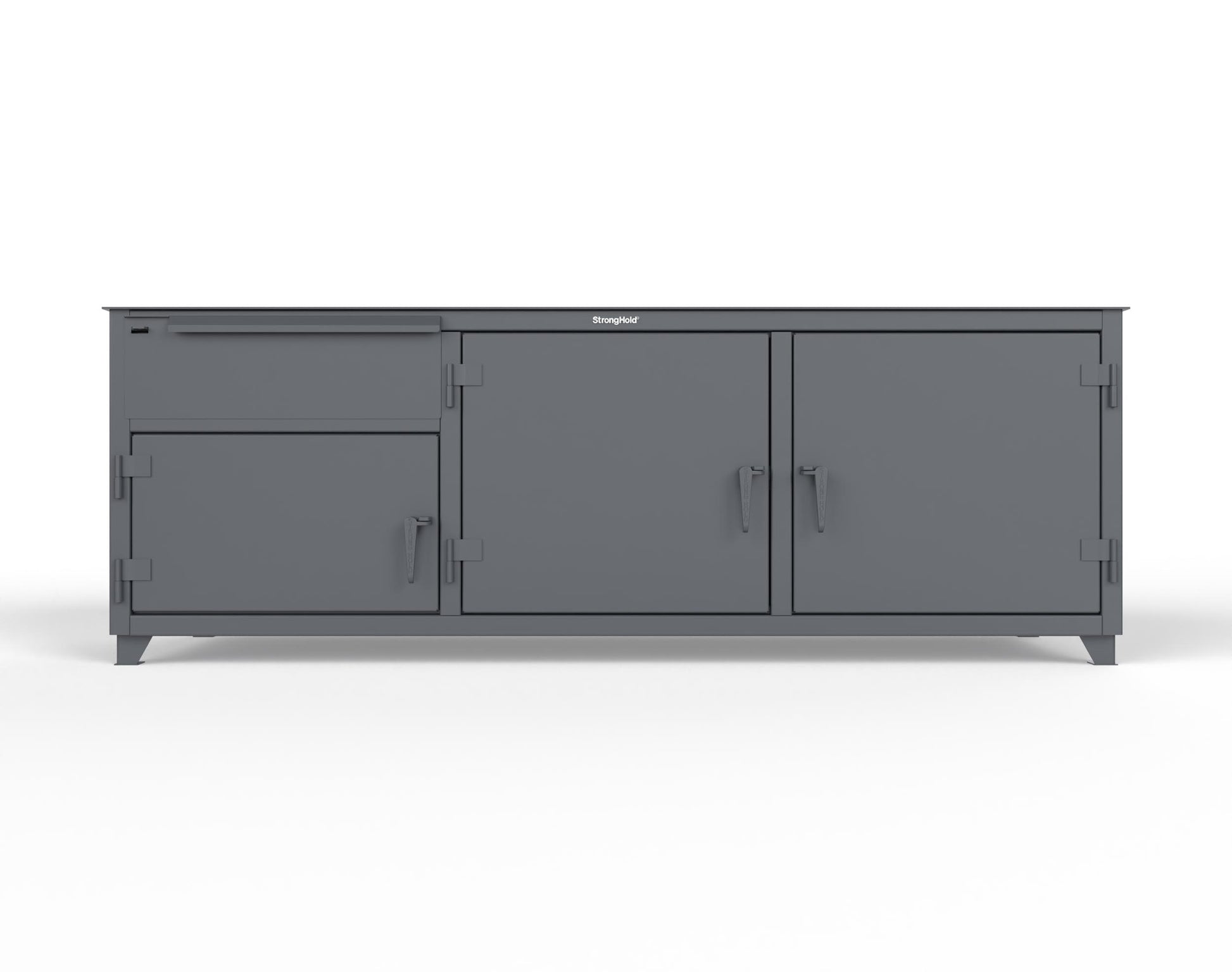 Extreme Duty 12 GA Workbench with 1 Drawer, 3 Shelves - 96 In. W x 30 In. D x 34 In. H - 83-WB-303-1DB-7024 - 83-WB-303-1DB-7024
