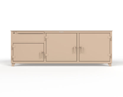 Extreme Duty 12 GA Workbench with 1 Drawer, 3 Shelves - 96 In. W x 30 In. D x 34 In. H - 83-WB-303-1DB-7024 - 83-WB-303-1DB-1019