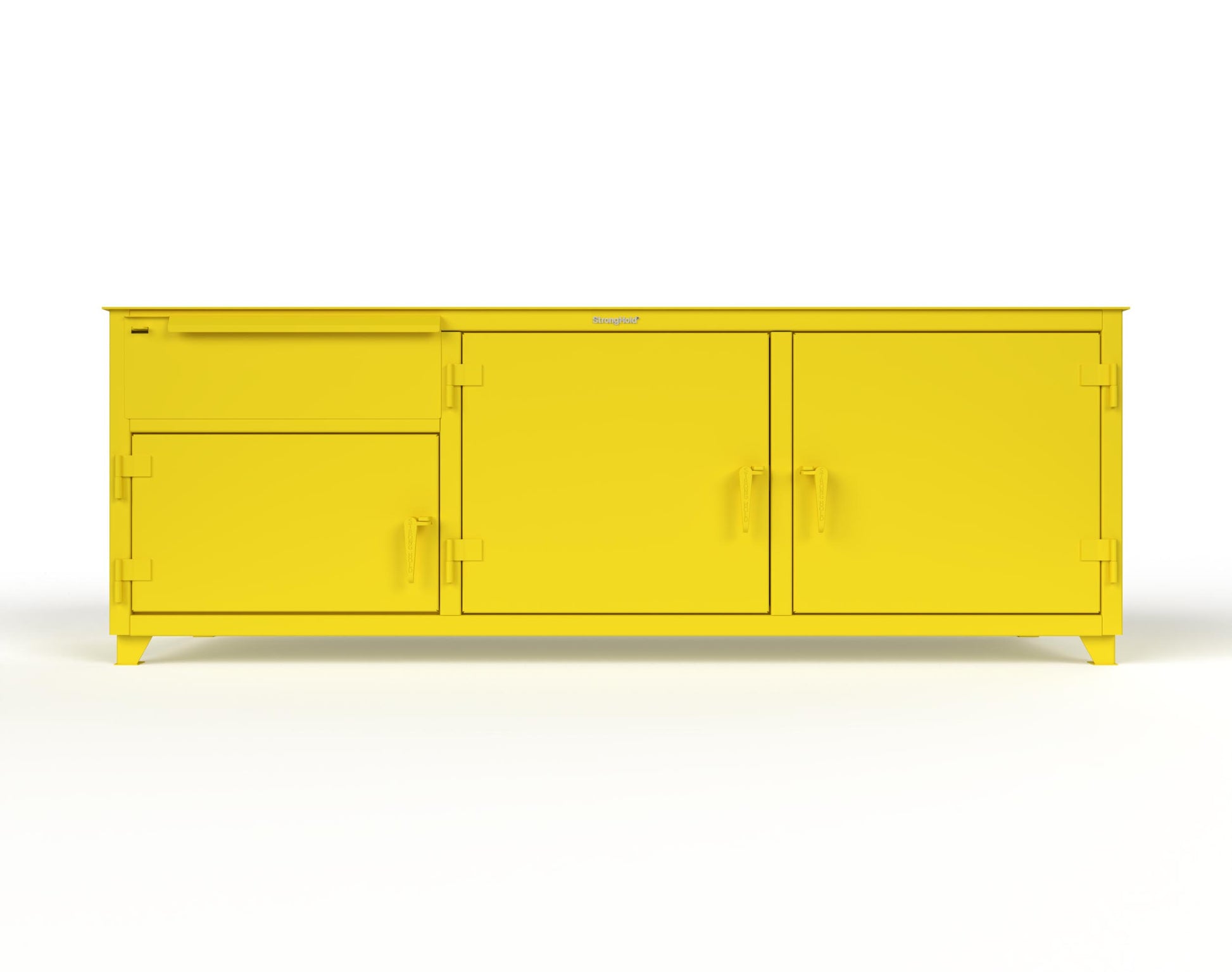 Extreme Duty 12 GA Workbench with 1 Drawer, 3 Shelves - 96 In. W x 30 In. D x 34 In. H - 83-WB-303-1DB-7024 - 83-WB-303-1DB-1021