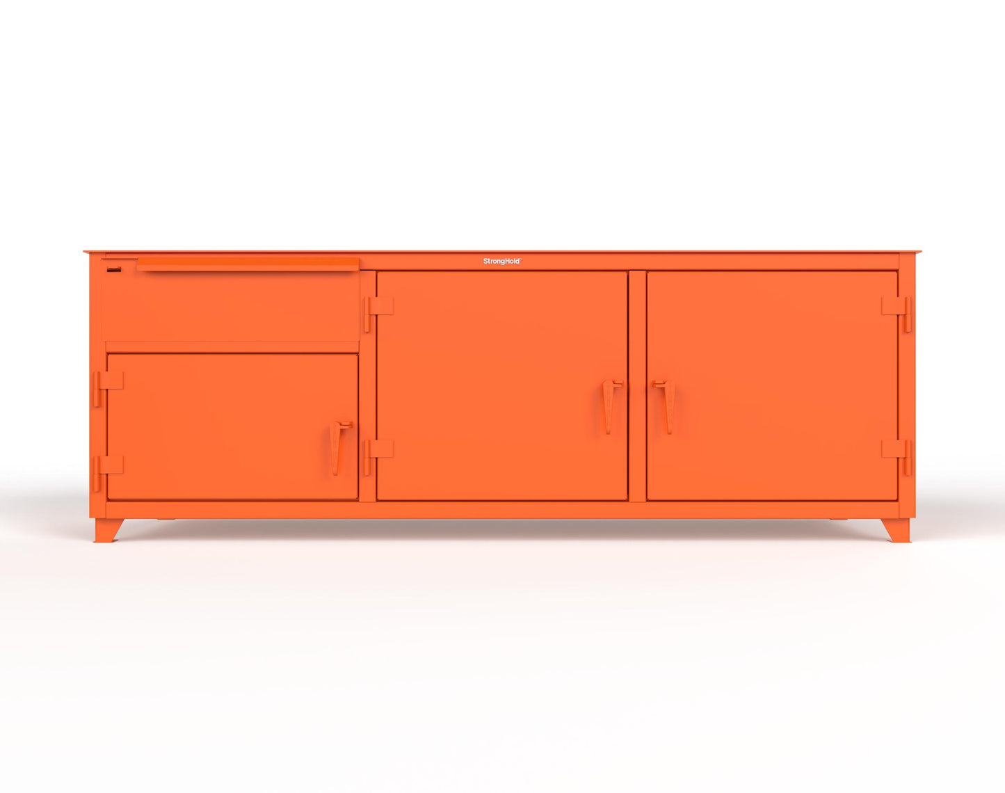 Extreme Duty 12 GA Workbench with 1 Drawer, 3 Shelves - 96 In. W x 30 In. D x 34 In. H - 83-WB-303-1DB-7024 - 83-WB-303-1DB-2009