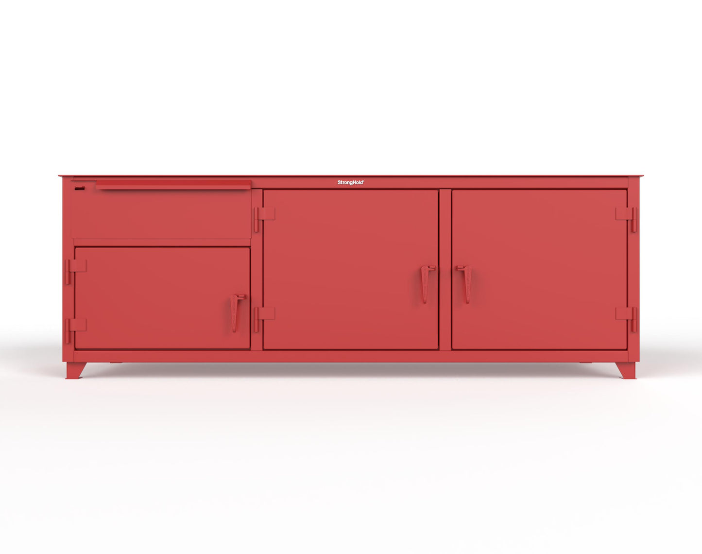 Extreme Duty 12 GA Workbench with 1 Drawer, 3 Shelves - 96 In. W x 30 In. D x 34 In. H - 83-WB-303-1DB-7024 - 83-WB-303-1DB-3001