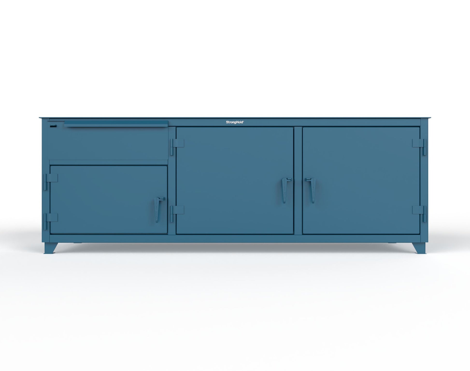 Extreme Duty 12 GA Workbench with 1 Drawer, 3 Shelves - 96 In. W x 30 In. D x 34 In. H - 83-WB-303-1DB-7024 - 83-WB-303-1DB-5001