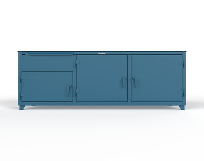 Extreme Duty 12 GA Workbench with 1 Drawer, 3 Shelves - 96 In. W x 30 In. D x 34 In. H - 83-WB-303-1DB-7024 - 83-WB-303-1DB-5001