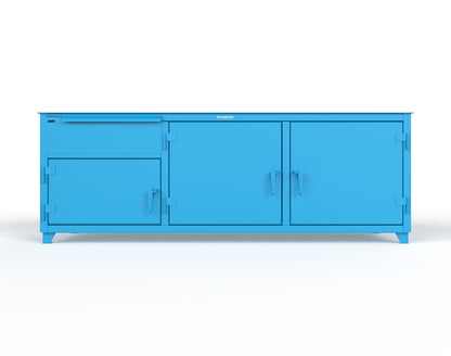 Extreme Duty 12 GA Workbench with 1 Drawer, 3 Shelves - 96 In. W x 30 In. D x 34 In. H - 83-WB-303-1DB-7024 - 83-WB-303-1DB-5012