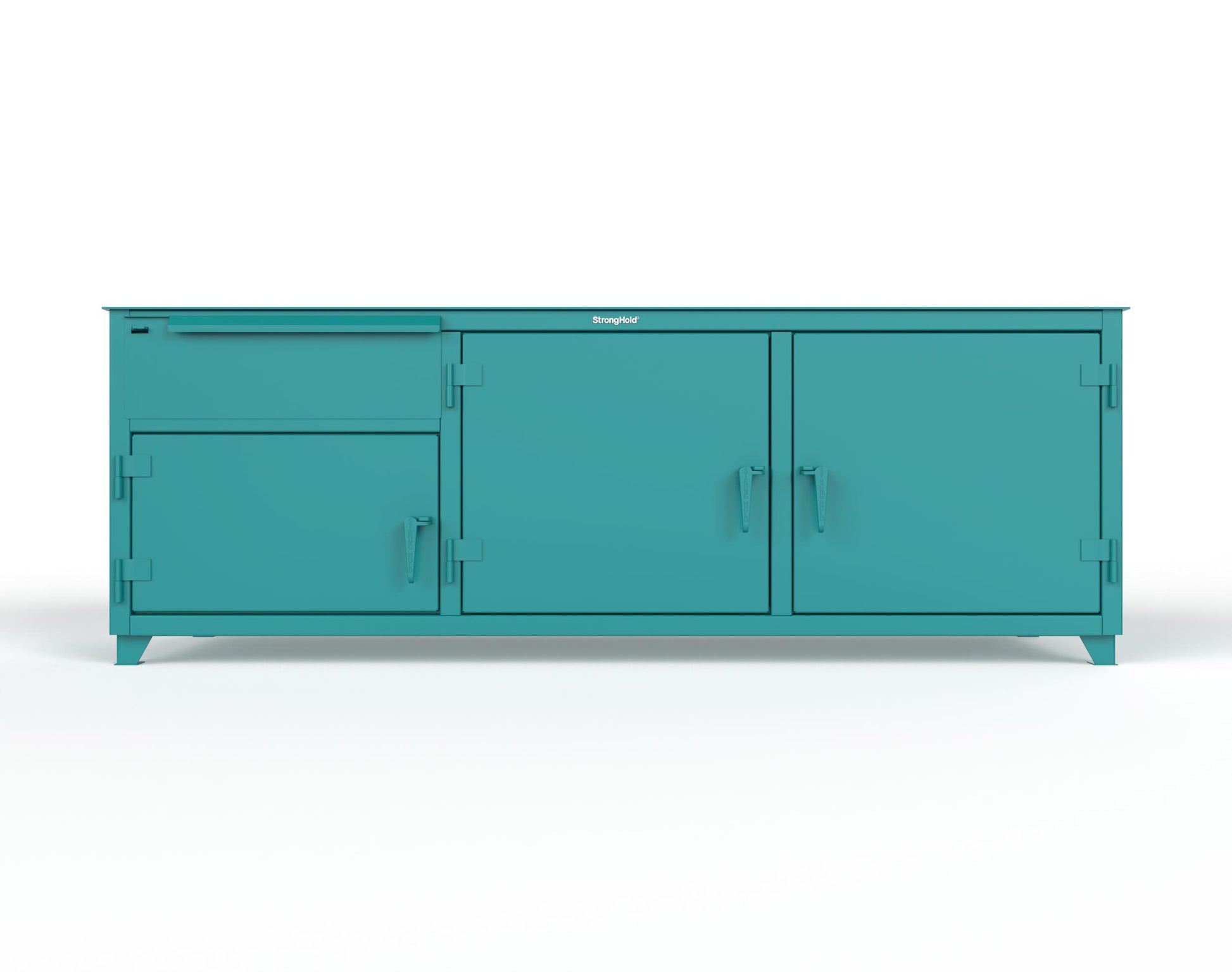 Extreme Duty 12 GA Workbench with 1 Drawer, 3 Shelves - 96 In. W x 30 In. D x 34 In. H - 83-WB-303-1DB-7024 - 83-WB-303-1DB-5021