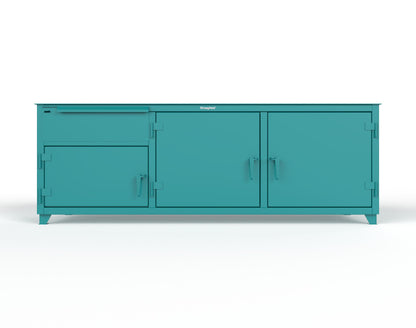 Extreme Duty 12 GA Workbench with 1 Drawer, 3 Shelves - 96 In. W x 30 In. D x 34 In. H - 83-WB-303-1DB-7024 - 83-WB-303-1DB-5021