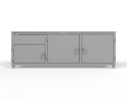 Extreme Duty 12 GA Workbench with 1 Drawer, 3 Shelves - 96 In. W x 30 In. D x 34 In. H - 83-WB-303-1DB-7024 - 83-WB-303-1DB-7037