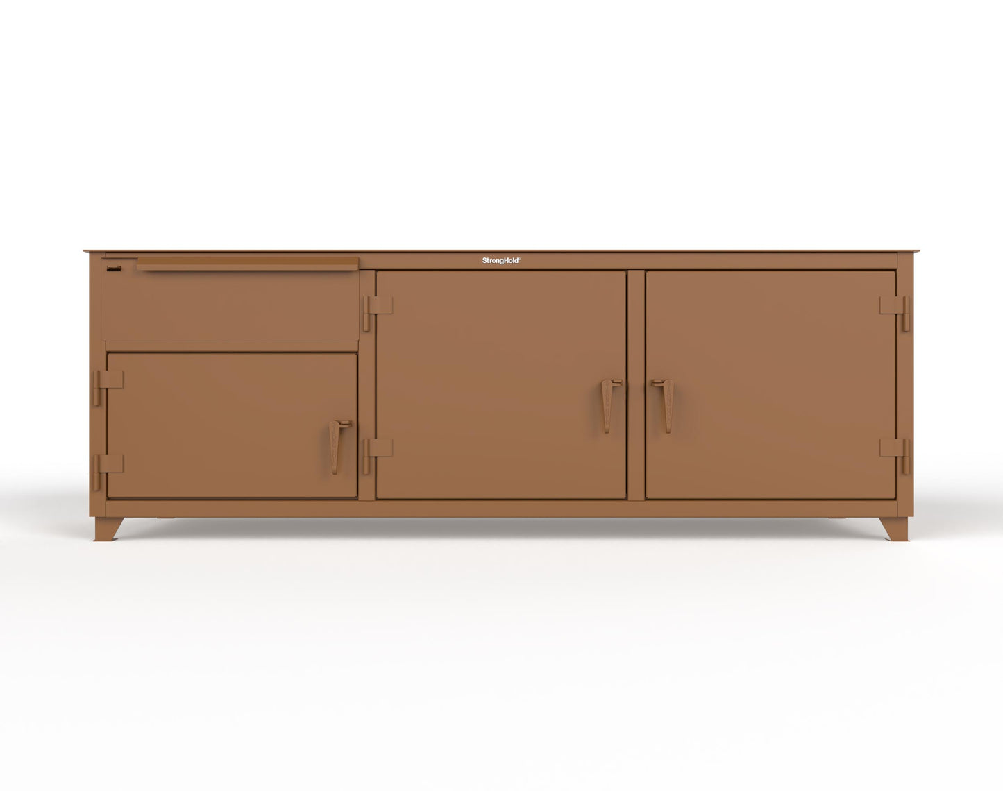 Extreme Duty 12 GA Workbench with 1 Drawer, 3 Shelves - 96 In. W x 30 In. D x 34 In. H - 83-WB-303-1DB-7024 - 83-WB-303-1DB-8008