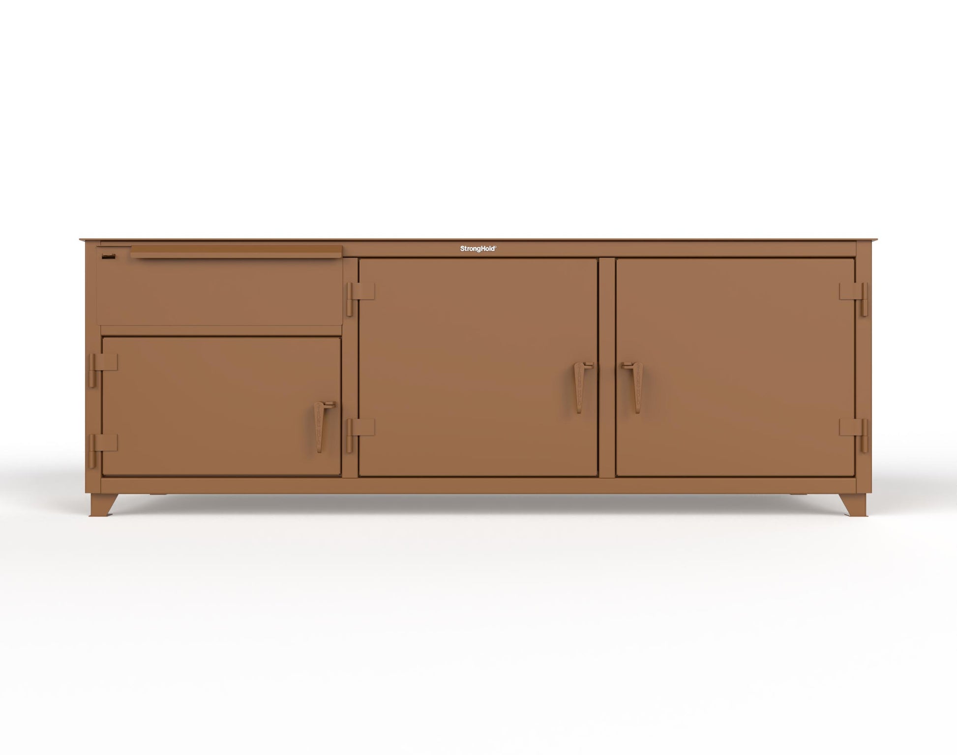 Extreme Duty 12 GA Workbench with 1 Drawer, 3 Shelves - 96 In. W x 30 In. D x 34 In. H - 83-WB-303-1DB-7024 - 83-WB-303-1DB-8008