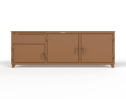 Extreme Duty 12 GA Workbench with 1 Drawer, 3 Shelves - 96 In. W x 30 In. D x 34 In. H - 83-WB-303-1DB-7024 - 83-WB-303-1DB-8008