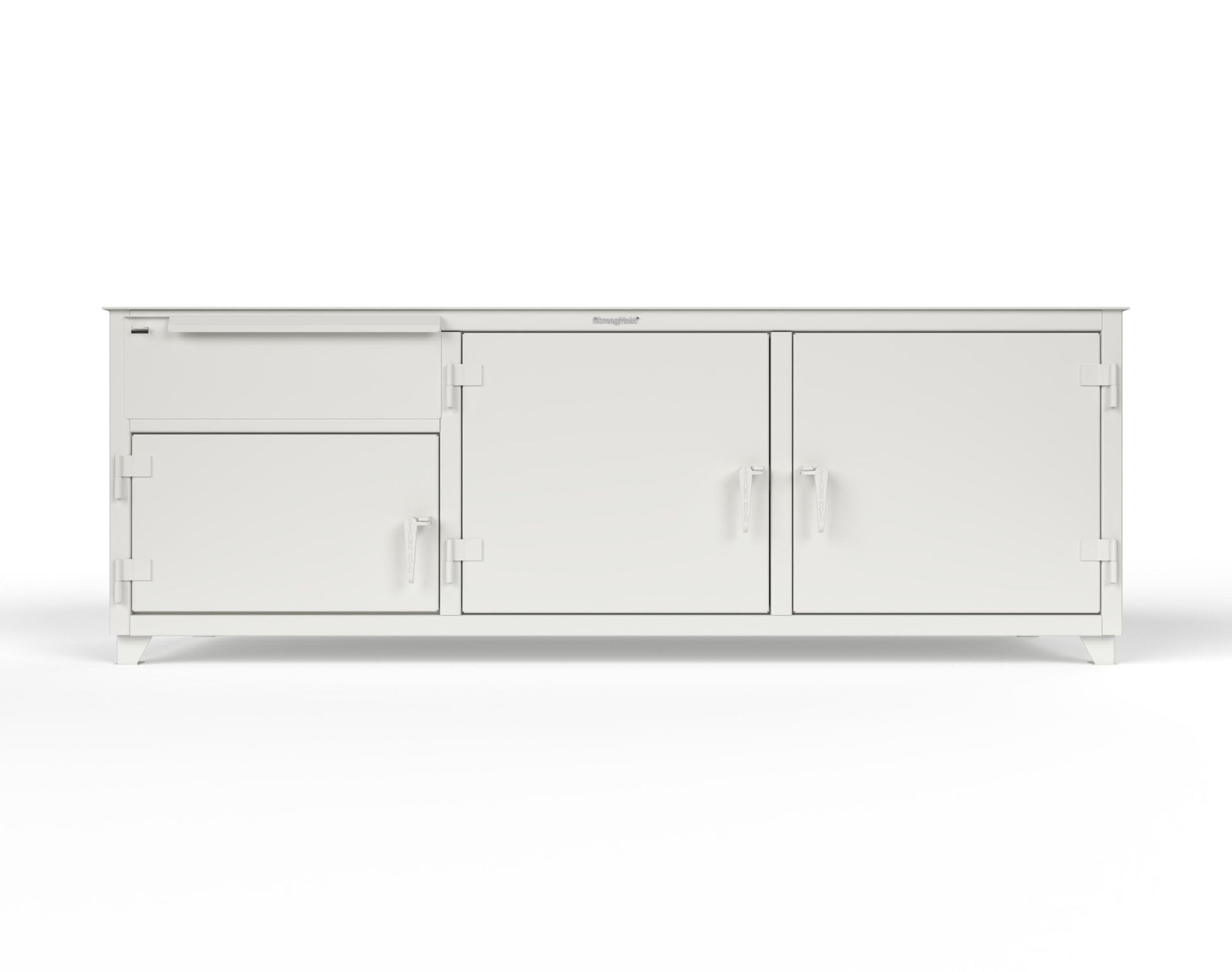 Extreme Duty 12 GA Workbench with 1 Drawer, 3 Shelves - 96 In. W x 30 In. D x 34 In. H - 83-WB-303-1DB-7024 - 83-WB-303-1DB-9003