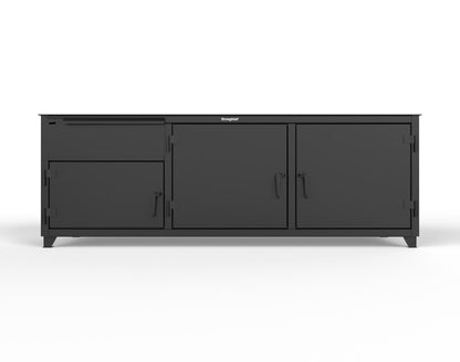 Extreme Duty 12 GA Workbench with 1 Drawer, 3 Shelves - 96 In. W x 30 In. D x 34 In. H - 83-WB-303-1DB-7024 - 83-WB-303-1DB-9005