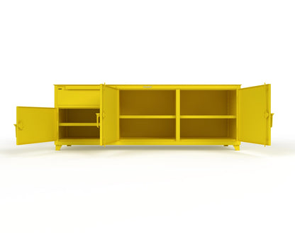 Extreme Duty 12 GA Workbench with 1 Drawer, 3 Shelves - 96 In. W x 30 In. D x 34 In. H - 83-WB-303-1DB-7024 - 83-WB-303-1DB-1021