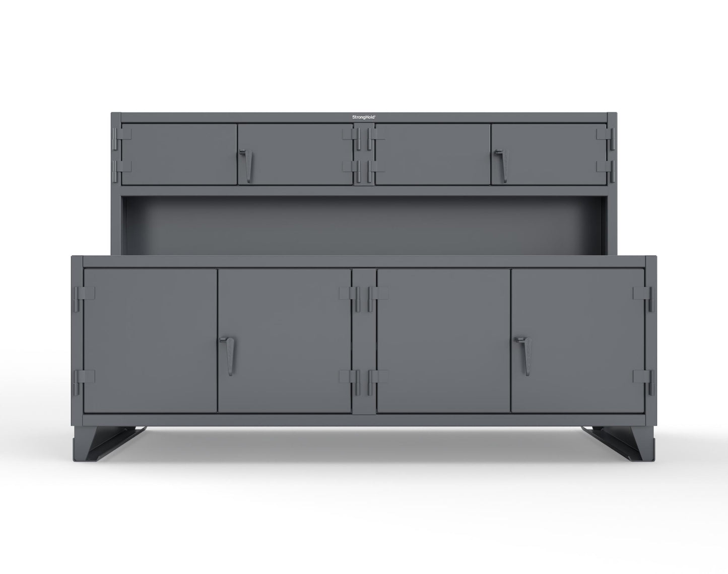 Extreme Duty 12 GA Workbench with Upper Storage Compartments, 1 Shelf - 96 In. W x 30 In. D x 62 In. H - 85-UC-301-7024 - 85-UC-301-7024