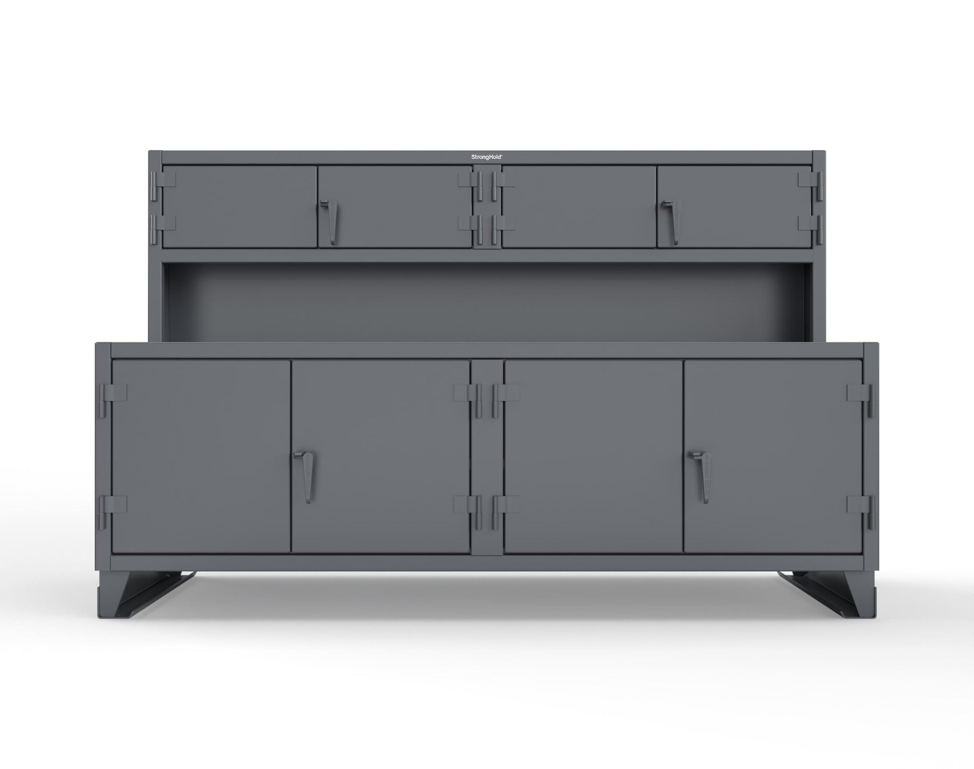 Extreme Duty 12 GA Workbench with Upper Storage Compartments, 1 Shelf - 96 In. W x 30 In. D x 62 In. H - 85-UC-301-7024 - 85-UC-301-7024