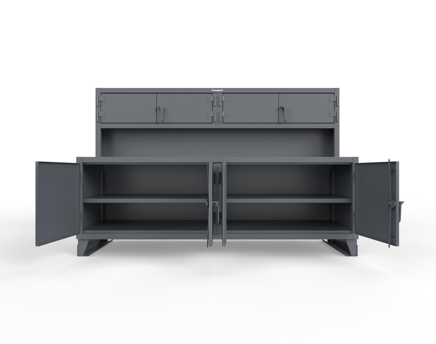 Extreme Duty 12 GA Workbench with Upper Storage Compartments, 1 Shelf - 96 In. W x 30 In. D x 62 In. H - 85-UC-301-7024 - 85-UC-301-7024