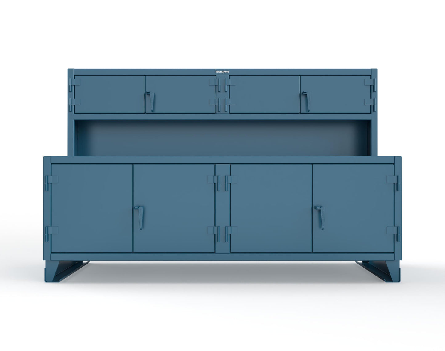 Extreme Duty 12 GA Workbench with Upper Storage Compartments, 1 Shelf - 96 In. W x 30 In. D x 62 In. H - 85-UC-301-7024 - 85-UC-301-5001