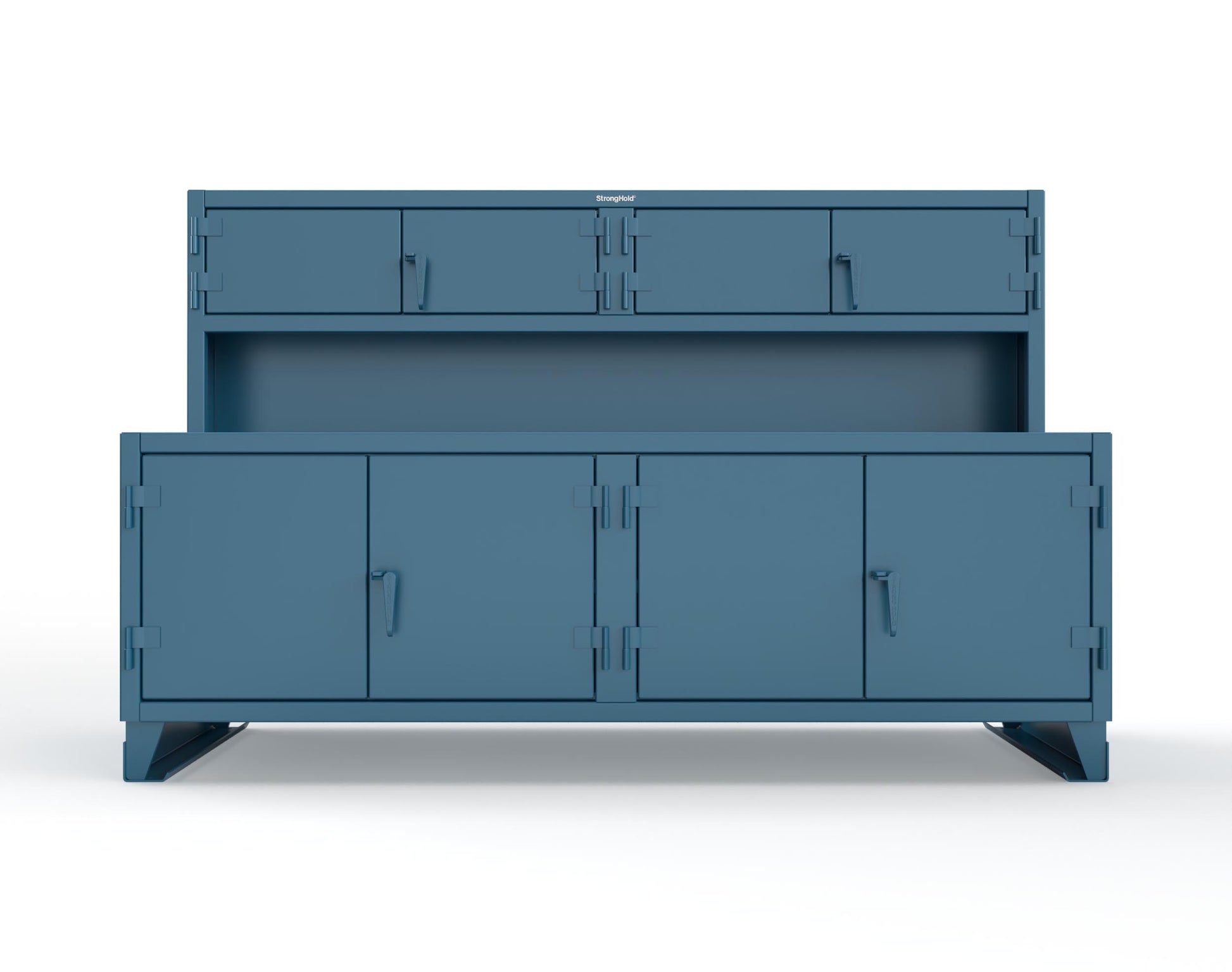 Extreme Duty 12 GA Workbench with Upper Storage Compartments, 1 Shelf - 96 In. W x 30 In. D x 62 In. H - 85-UC-301-7024 - 85-UC-301-5001