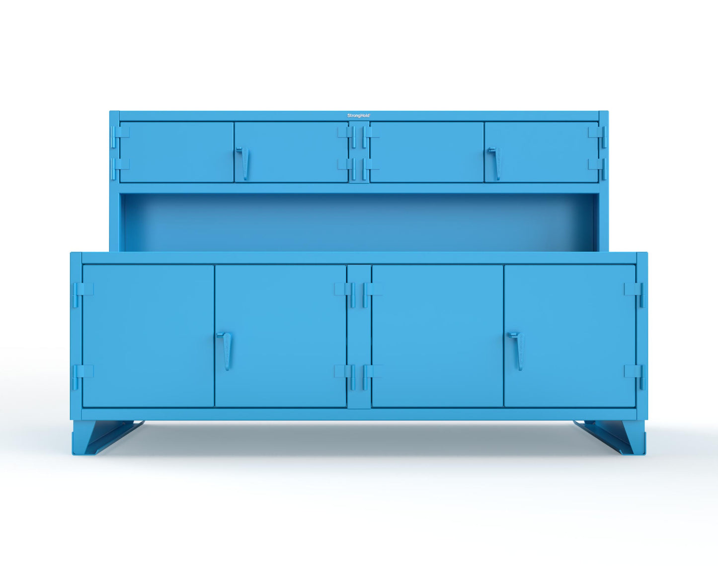 Extreme Duty 12 GA Workbench with Upper Storage Compartments, 1 Shelf - 96 In. W x 30 In. D x 62 In. H - 85-UC-301-7024 - 85-UC-301-5012