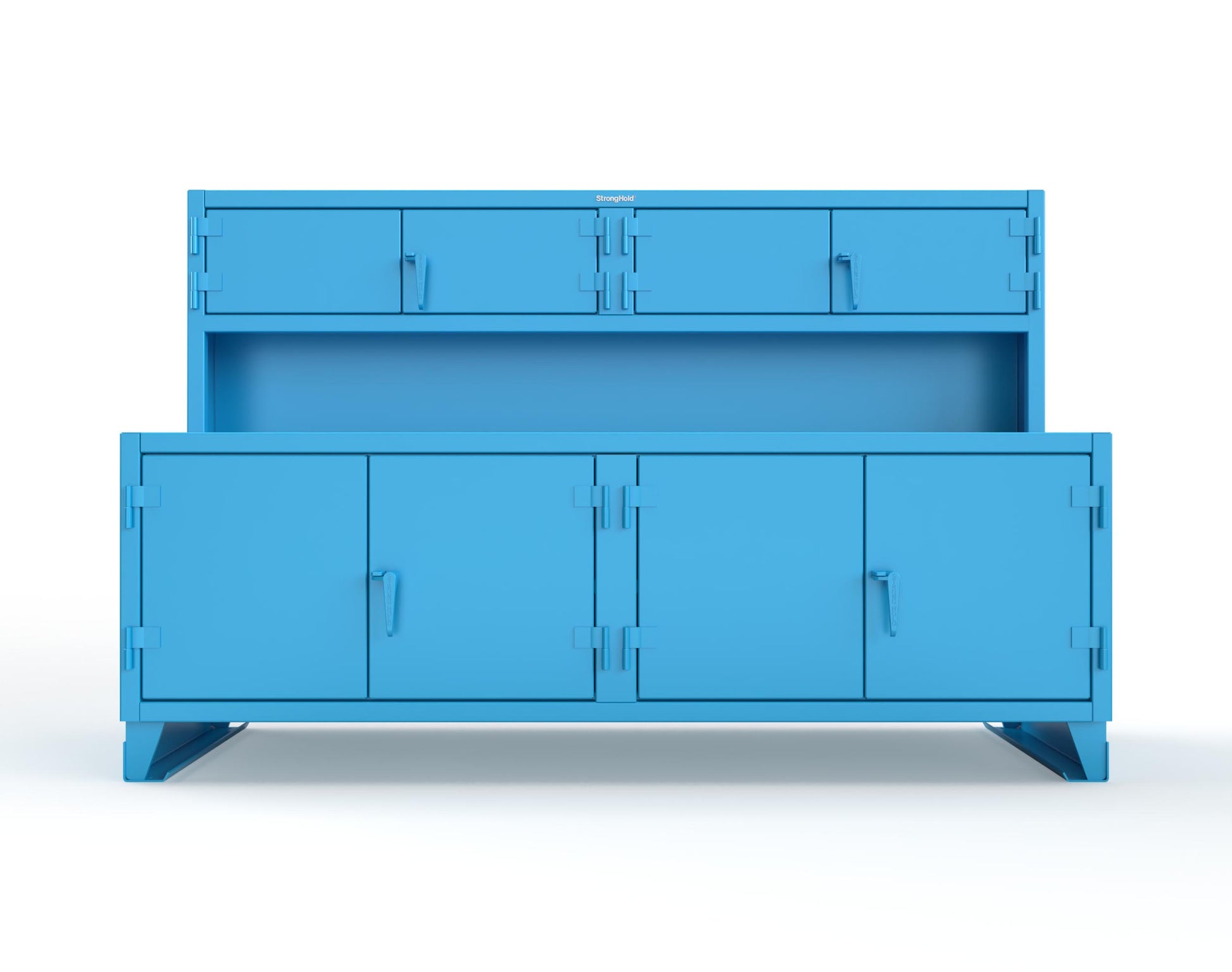 Extreme Duty 12 GA Workbench with Upper Storage Compartments, 1 Shelf - 96 In. W x 30 In. D x 62 In. H - 85-UC-301-7024 - 85-UC-301-5012