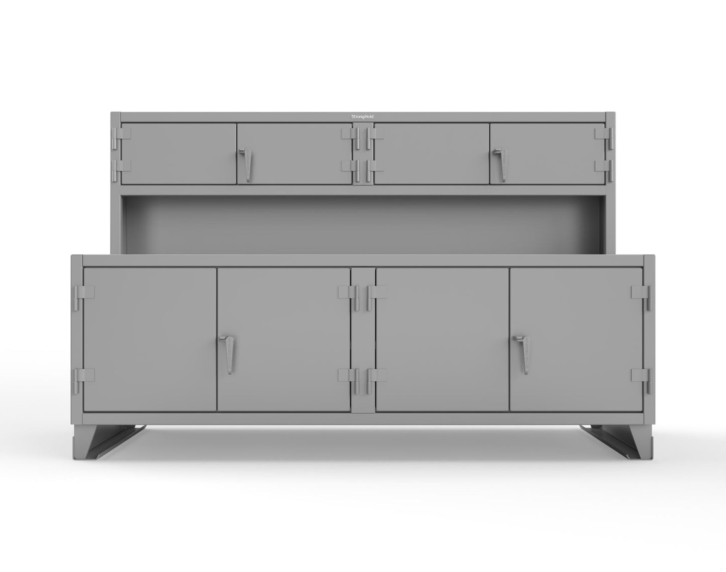 Extreme Duty 12 GA Workbench with Upper Storage Compartments, 1 Shelf - 96 In. W x 30 In. D x 62 In. H - 85-UC-301-7024 - 85-UC-301-7037