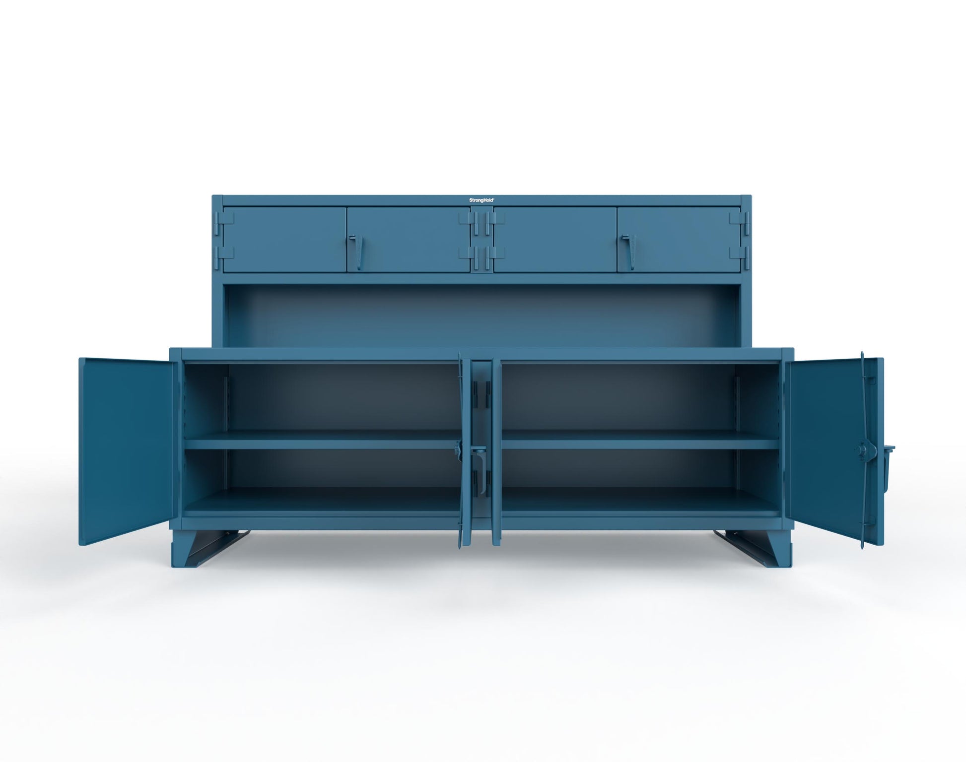 Extreme Duty 12 GA Workbench with Upper Storage Compartments, 1 Shelf - 96 In. W x 30 In. D x 62 In. H - 85-UC-301-7024 - 85-UC-301-5001