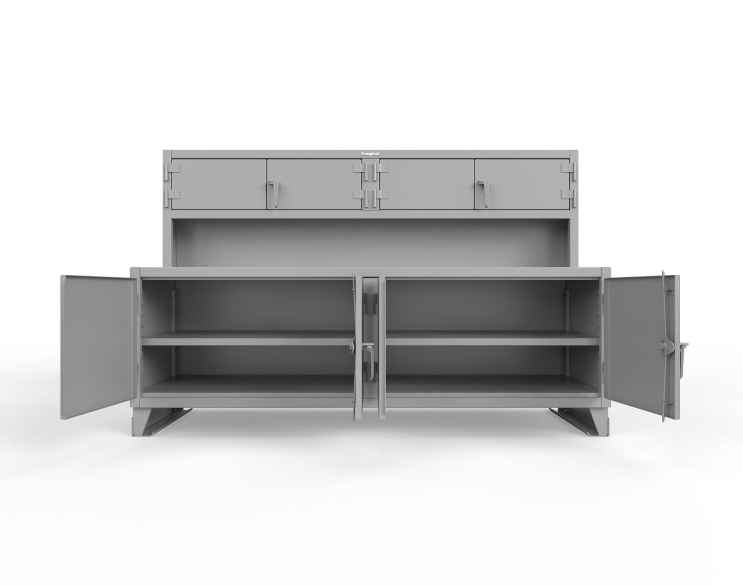 Extreme Duty 12 GA Workbench with Upper Storage Compartments, 1 Shelf - 96 In. W x 30 In. D x 62 In. H - 85-UC-301-7024 - 85-UC-301-7037