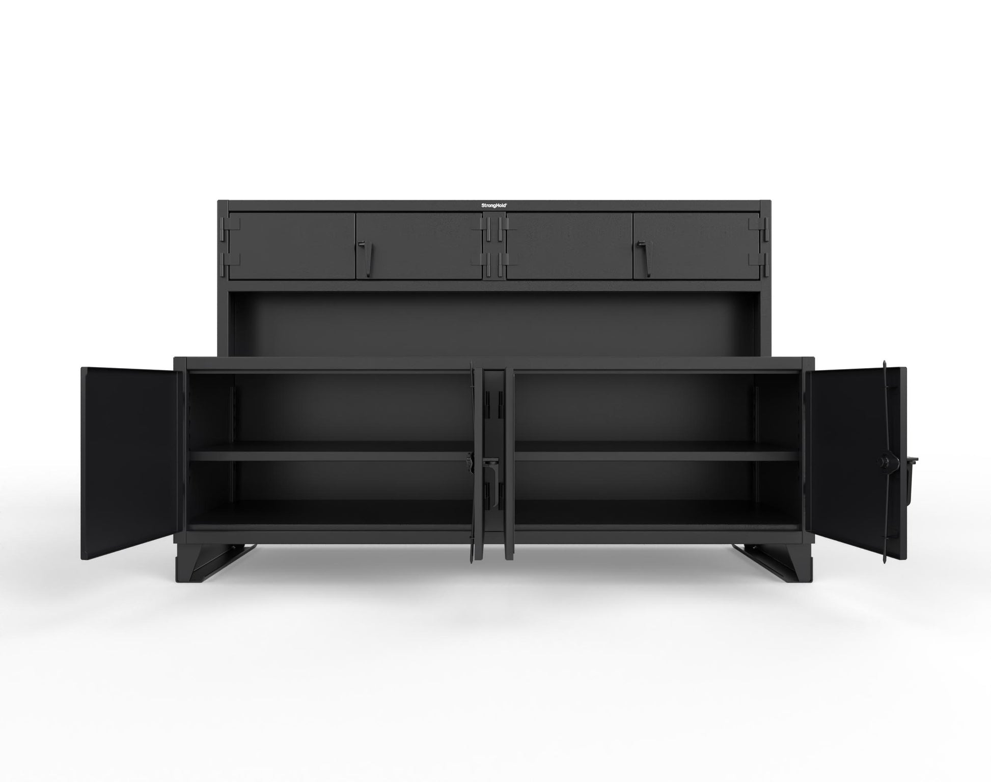 Extreme Duty 12 GA Workbench with Upper Storage Compartments, 1 Shelf - 96 In. W x 30 In. D x 62 In. H - 85-UC-301-7024 - 85-UC-301-9005