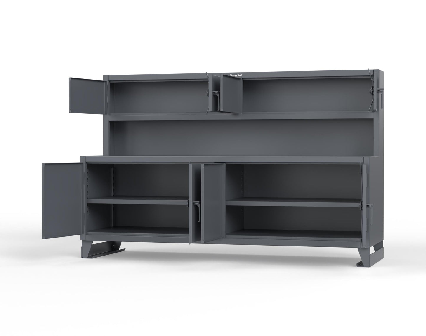 Extreme Duty 12 GA Workbench with Upper Storage Compartments, 1 Shelf - 96 In. W x 30 In. D x 62 In. H - 85-UC-301-7024 - 85-UC-301-7024