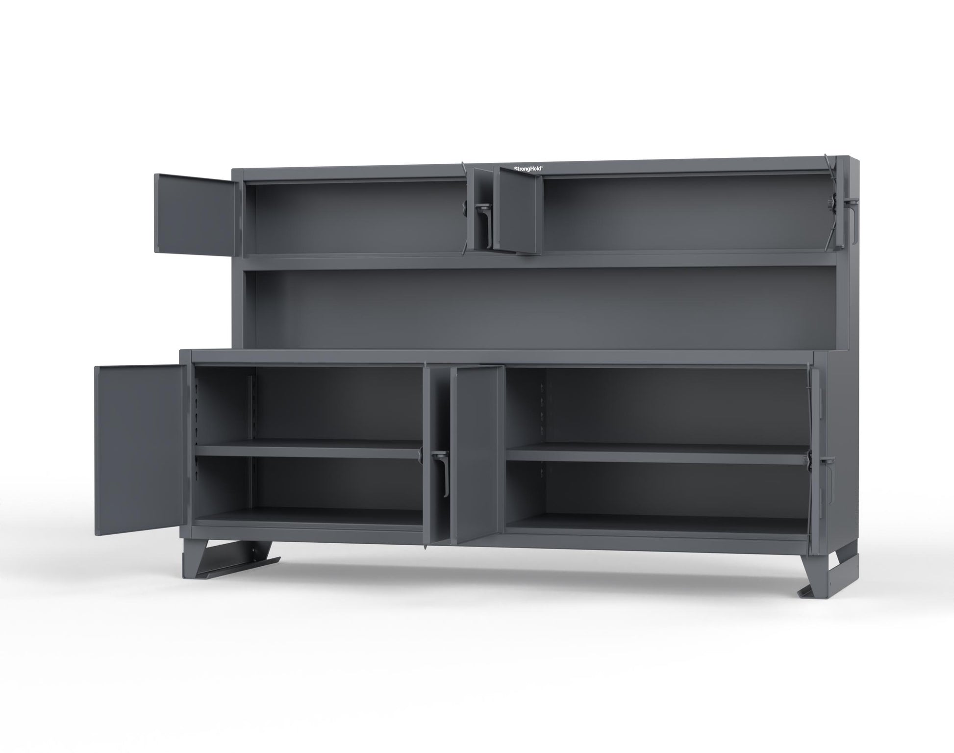 Extreme Duty 12 GA Workbench with Upper Storage Compartments, 1 Shelf - 96 In. W x 30 In. D x 62 In. H - 85-UC-301-7024 - 85-UC-301-7024