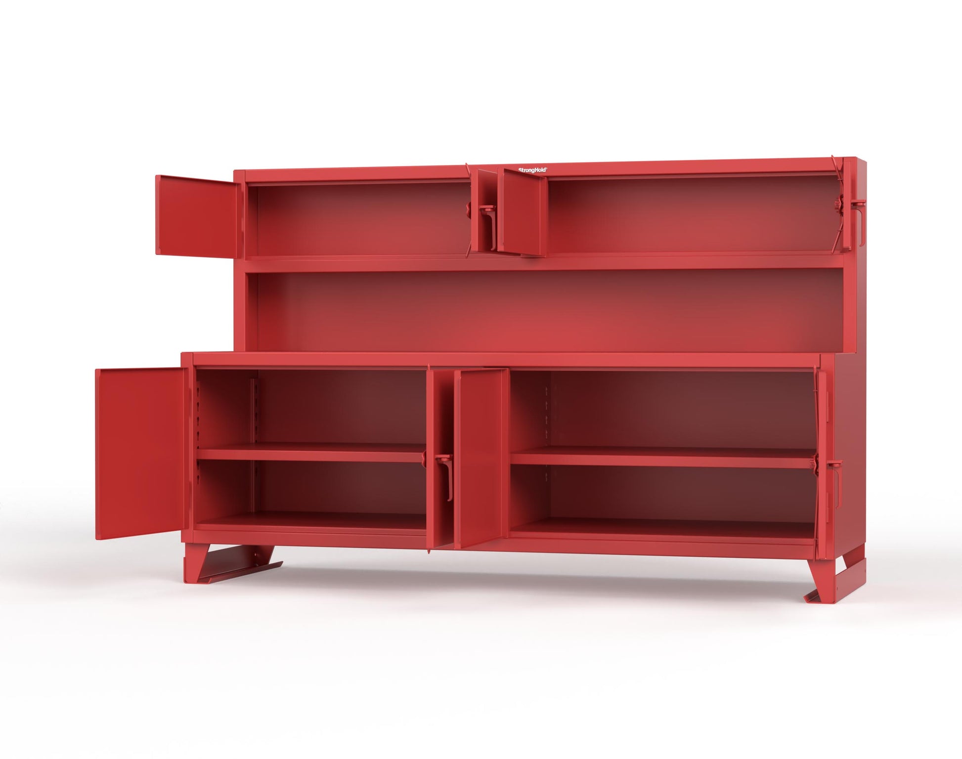 Extreme Duty 12 GA Workbench with Upper Storage Compartments, 1 Shelf - 96 In. W x 30 In. D x 62 In. H - 85-UC-301-7024 - 85-UC-301-3001