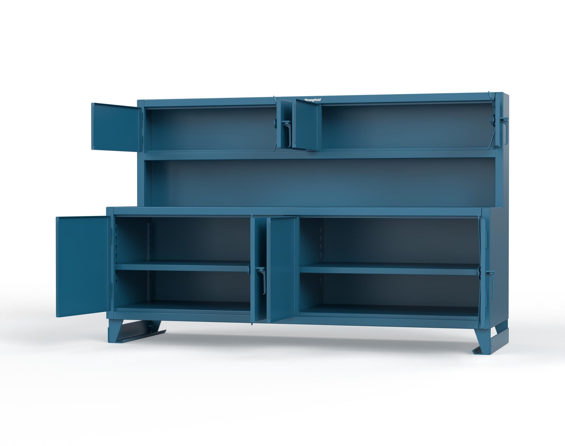 Extreme Duty 12 GA Workbench with Upper Storage Compartments, 1 Shelf - 96 In. W x 30 In. D x 62 In. H - 85-UC-301-7024 - 85-UC-301-5001