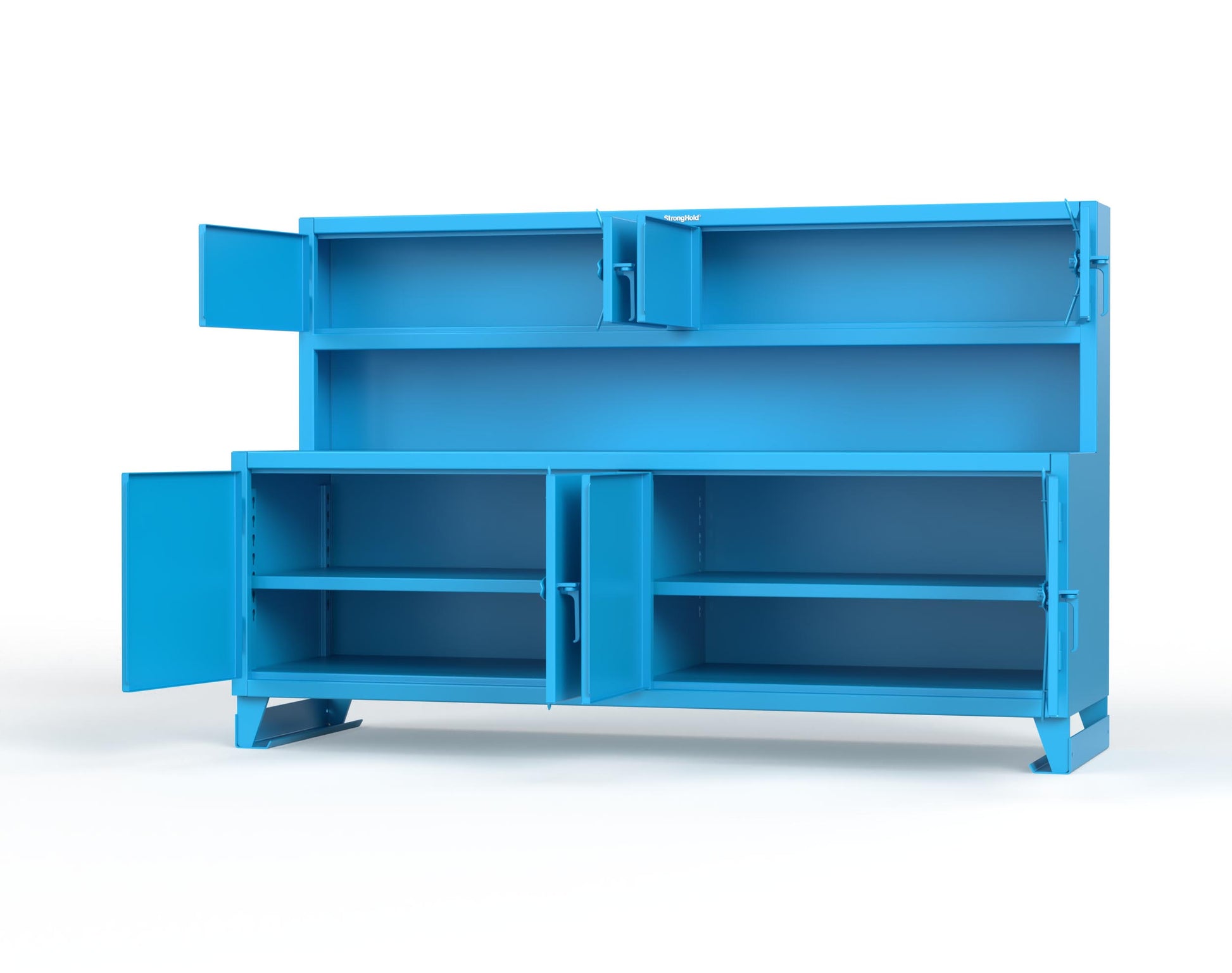 Extreme Duty 12 GA Workbench with Upper Storage Compartments, 1 Shelf - 96 In. W x 30 In. D x 62 In. H - 85-UC-301-7024 - 85-UC-301-5012