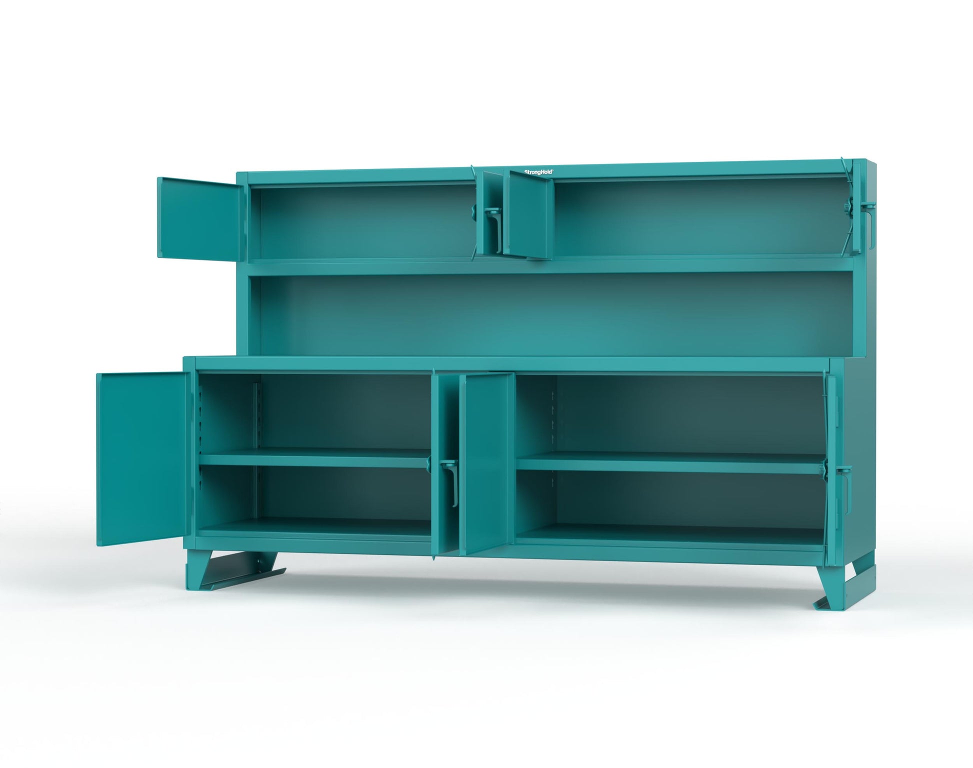 Extreme Duty 12 GA Workbench with Upper Storage Compartments, 1 Shelf - 96 In. W x 30 In. D x 62 In. H - 85-UC-301-7024 - 85-UC-301-5021