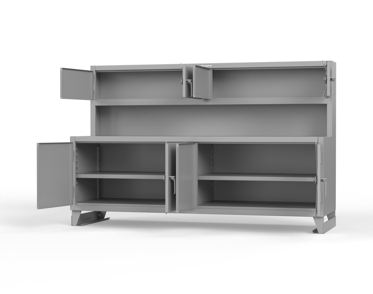 Extreme Duty 12 GA Workbench with Upper Storage Compartments, 1 Shelf - 96 In. W x 30 In. D x 62 In. H - 85-UC-301-7024 - 85-UC-301-7037