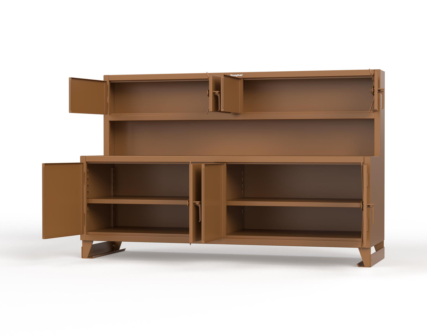 Extreme Duty 12 GA Workbench with Upper Storage Compartments, 1 Shelf - 96 In. W x 30 In. D x 62 In. H - 85-UC-301-7024 - 85-UC-301-8008